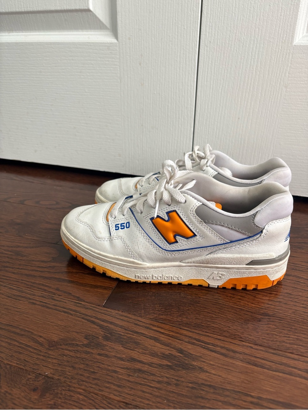 New Balance Kids White and Orange 550 Sneakers